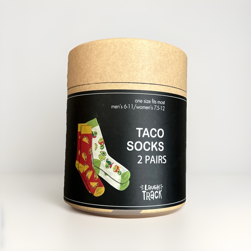 Laugh Track Taco Socks 2 Pairs - 2 ct men's size 6-11 women's size 7.5-12
